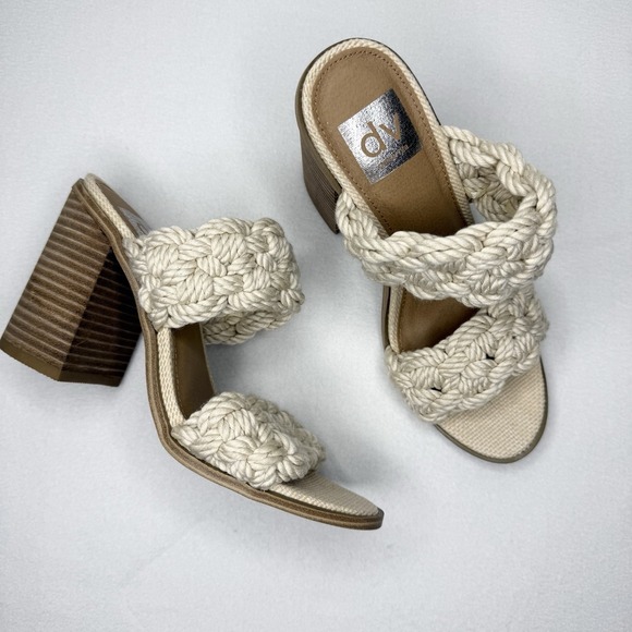 Dolce Vita Shoes - DV Dolce Vita Cream Roulette Braided Heeled Sandals Womens 7